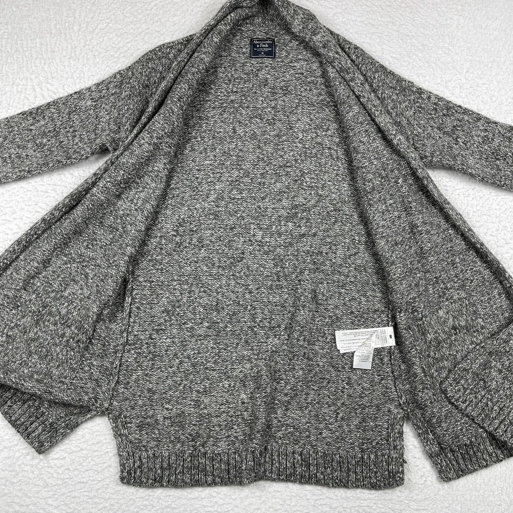 Abercrombie & Fitch Cardigan‎ Womens Medium Gray Marled Shawl Collar Open Front